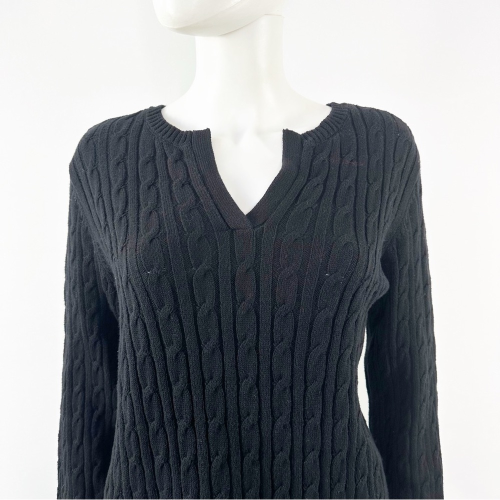 Charter Club Black Cable Knit Sweater Size 1X Casual Classic Winter Preppy NEW - Picture 2 of 10